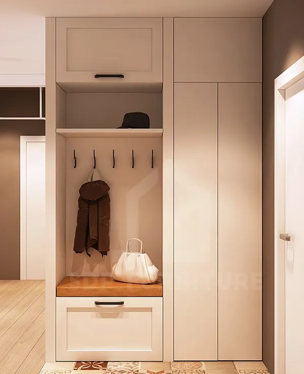 Tủ giày cao kịch trần kết hợp móc treo đồ tối ưu không gian