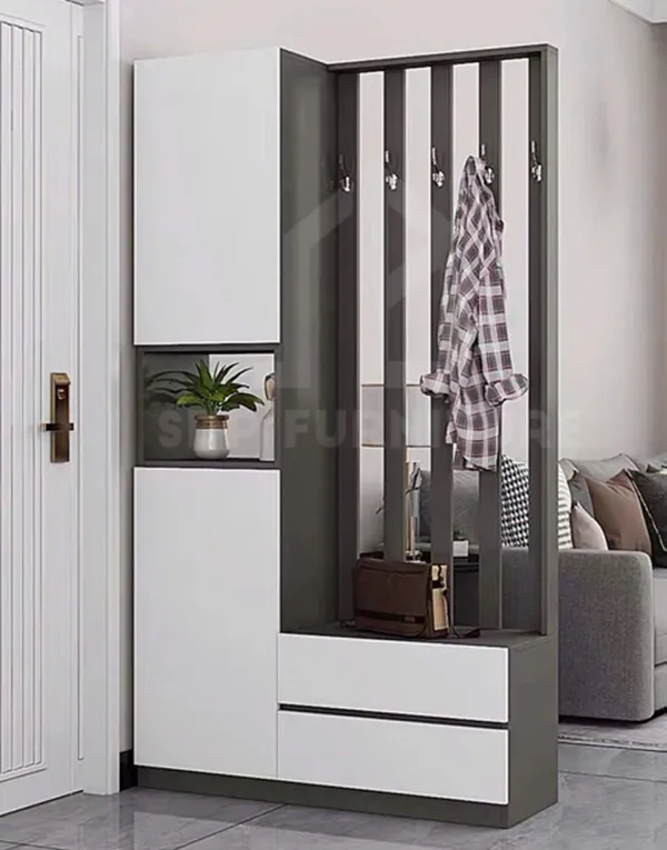 Vách ngăn kết hợp tủ giày cho không gian mở
