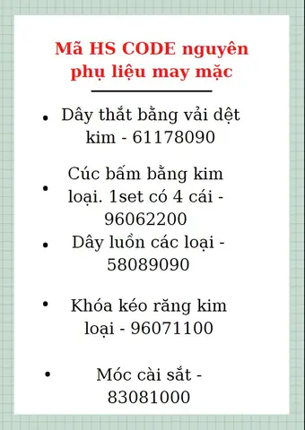 Mã HS Phụ Liệu Ngành Giày Dép May Mặc: Hướng Dẫn Chi Tiết Từ A Đến Z Mã HS Phụ Liệu Ngành Giày Dép May Mặc: Hướng Dẫn Chi Tiết Từ A Đến Z