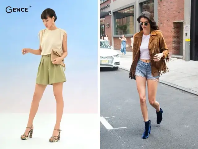 Phối đồ với giày cao gót với quần short Phối đồ với giày cao gót với quần short