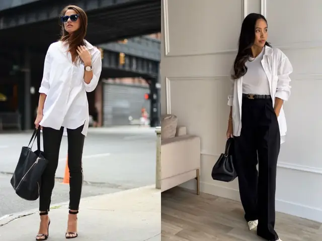 Phối quần đen với áo trắng mang vẻ sang trọng Phối quần đen với áo trắng mang vẻ sang trọng