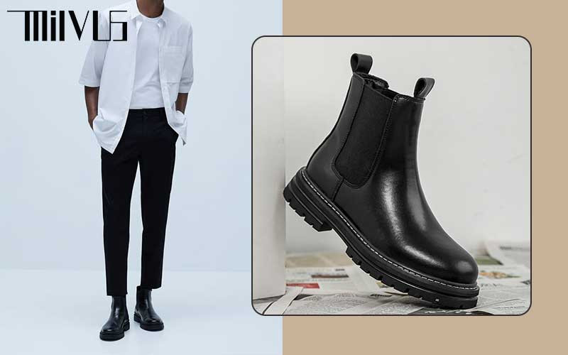 Phong cách trẻ trung, thời thượng khi phối sơ mi đen, quần tây đen và Chelsea Boots đen