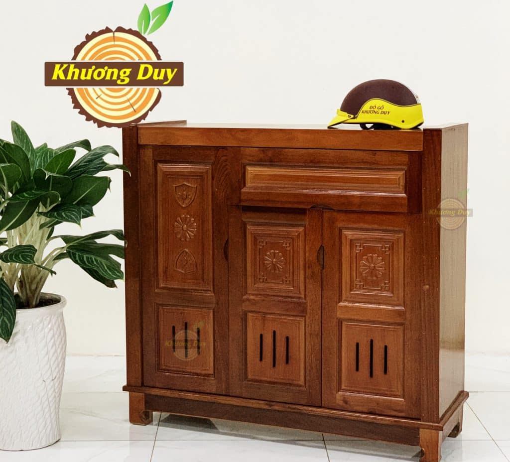 Tủ giày gỗ xoan đào với thiết kế hiện đại