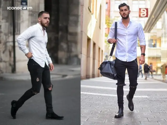 Quần Jeans Đen Phối Với Áo Sơ Mi Trắng Quần Jeans Đen Phối Với Áo Sơ Mi Trắng