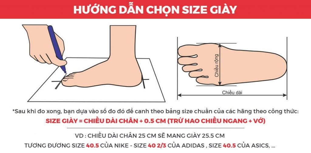 Bản phác thảo và cách đo chiều dài bàn chân