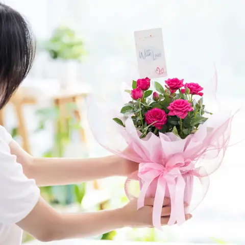 Chậu Giấy Gói Hoa Hồng Trung 080