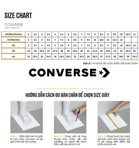 Cách Chọn Size Giày Converse Cổ Cao Cách Chọn Size Giày Converse Cổ Cao