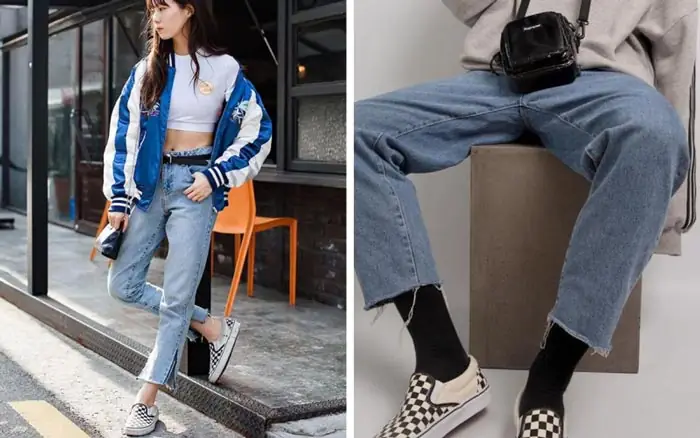 Phối đồ kiểu basic với giày Vans caro Phối đồ kiểu basic với giày Vans caro
