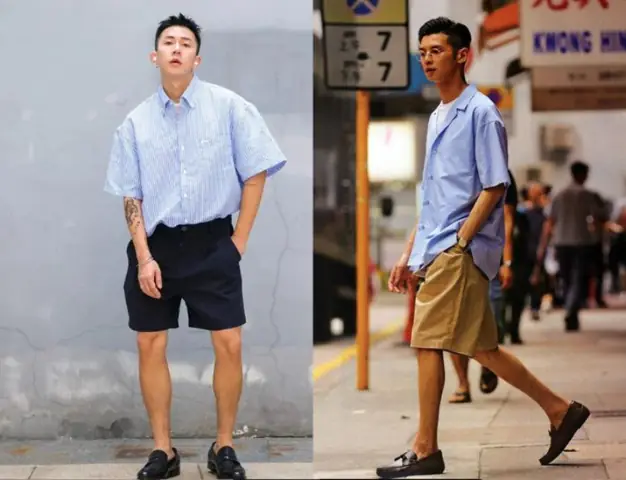 Phối quần short nam với giày sục slipper