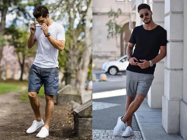 Phối sneakers thể thao với quần short nam