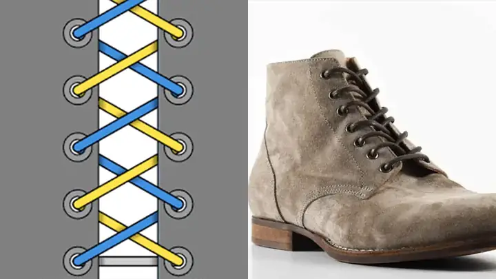 1.Cách buộc dây giày boot chéokiểu Mỹ