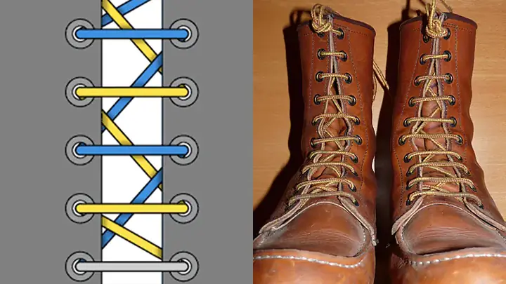 2. Cách thắt dây giày boot ngang kiểu Châu Âu 2. Cách thắt dây giày boot ngang kiểu Châu Âu