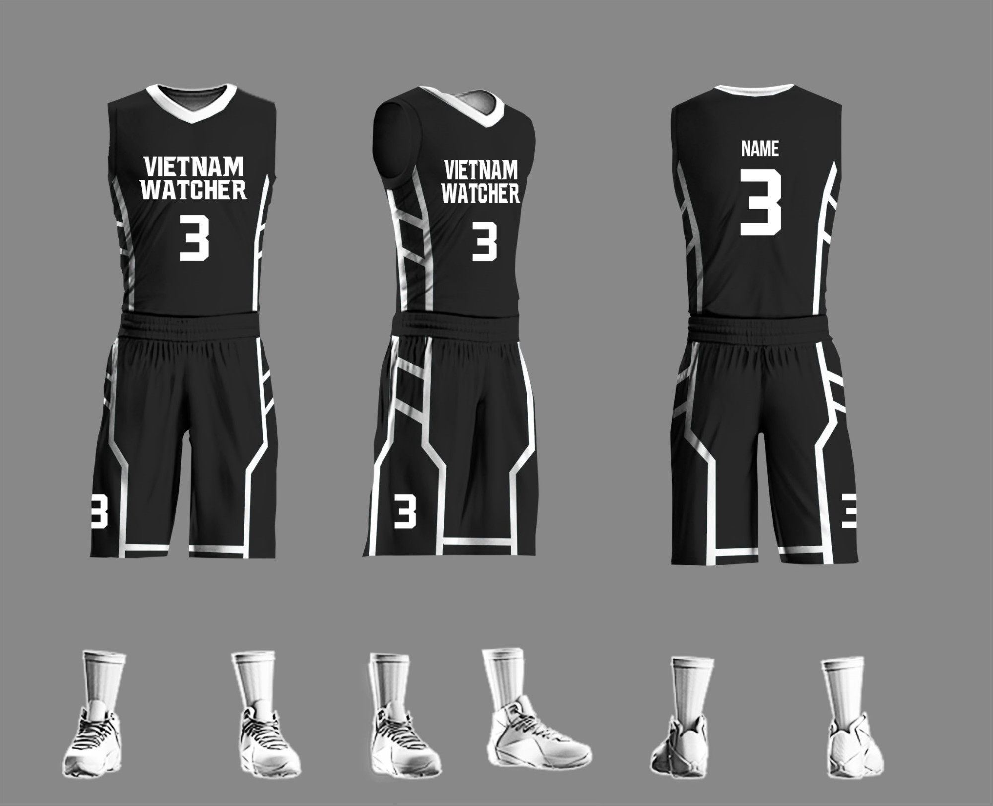 Cầu thủ bóng rổ trong bộ đồng phục chuẩn FIBA