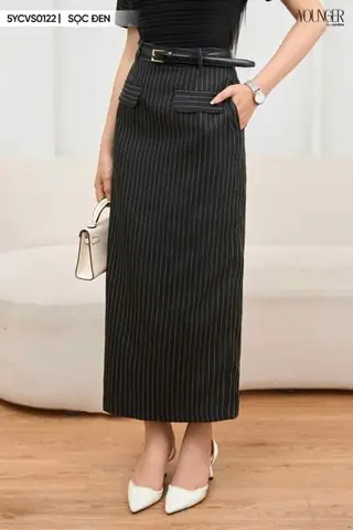Chân Váy Nữ Cardina Dòng Younger Vải Tuyết Si Thiết Kế Kẻ Sọc Dáng Midi Túi Giả Chân Váy Nữ Cardina Dòng Younger Vải Tuyết Si Thiết Kế Kẻ Sọc Dáng Midi Túi Giả