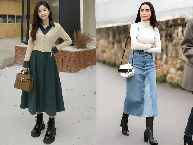 Chân váy bò dài đi với boots Chân váy bò dài đi với boots
