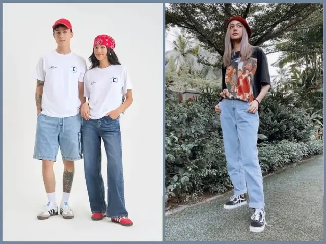 Phối đồ với áo phông rộng và quần jean