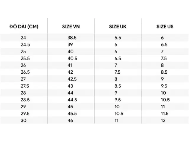 Size Giày Nike Nam