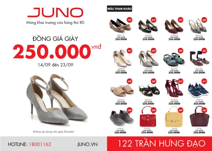 Juno Mừng Khai Trương Cửa Hàng Thứ 80 Tại Thái Bình-đồng Giá Giày 250k Juno Mừng Khai Trương Cửa Hàng Thứ 80 Tại Thái Bình-đồng Giá Giày 250k