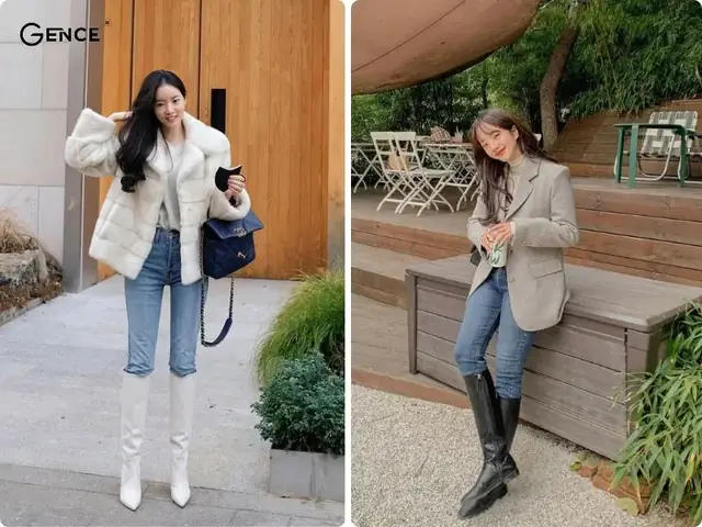 Phối boot nữ cổ cao với quần jean skinny Phối boot nữ cổ cao với quần jean skinny