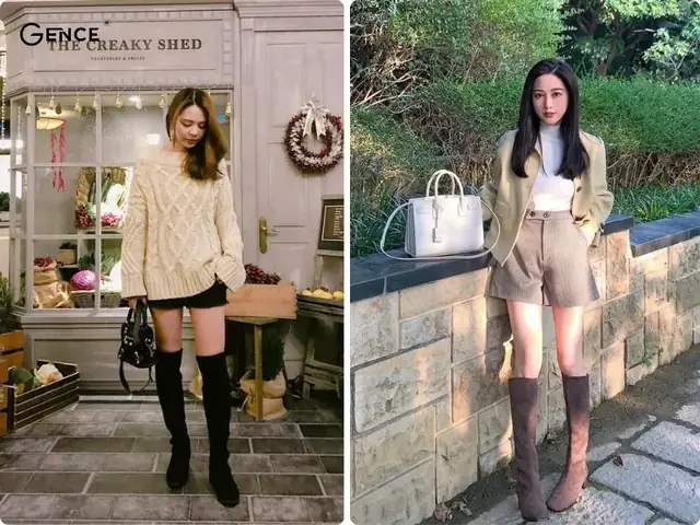 Phối boot nữ cổ cao với quần short Phối boot nữ cổ cao với quần short