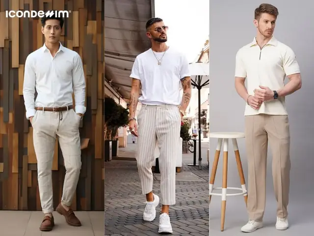 Phối Quần Màu Be Nam Và Áo Trắng