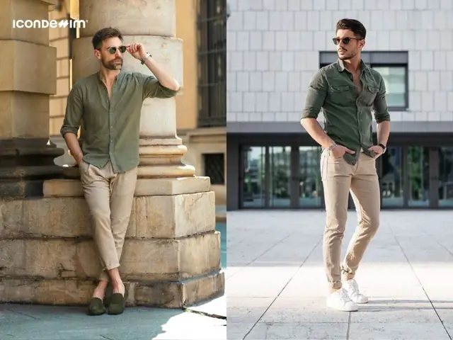 Phối Quần Màu Be Với Áo Xanh Lá Cây Phối Quần Màu Be Với Áo Xanh Lá Cây