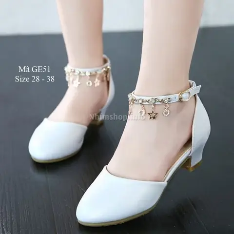 Giày Sandal Cao Gót Cột Dây Màu Trắng