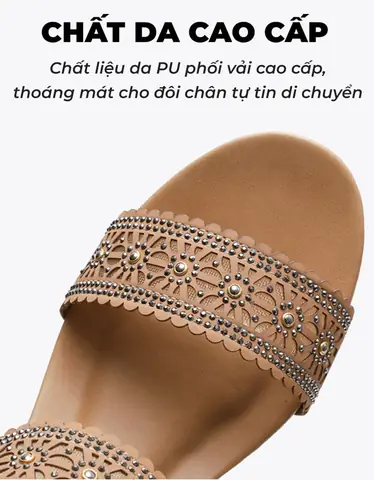 Giày sandal nữ TM-XN518 chất da PU phối vải cao cấp Giày sandal nữ TM-XN518 chất da PU phối vải cao cấp