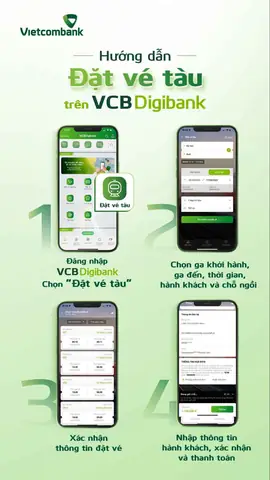 2. Hướng dẫn mua vé tàu online trên ứng dụng ngân hàng và làm thủ tục đi tàu hỏa 2. Hướng dẫn mua vé tàu online trên ứng dụng ngân hàng và làm thủ tục đi tàu hỏa