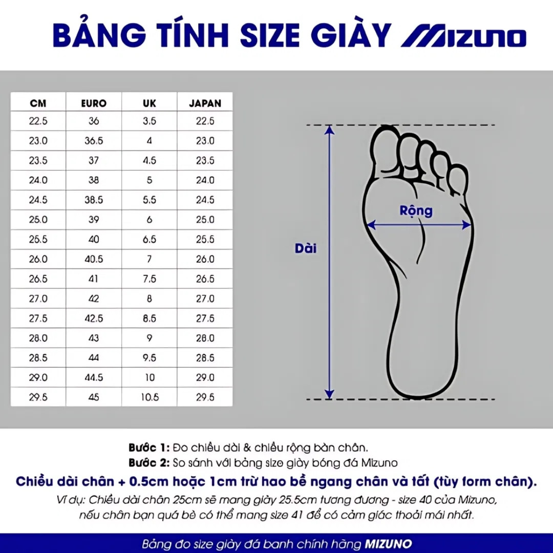 Hình ảnh minh họa bảng quy đổi kích thước giày thể thao từ CM sang size quốc tế
