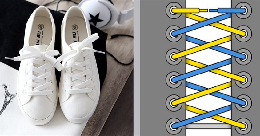 Hình ảnh minh họa kiểu buộc dây giày xương cá độc đáo