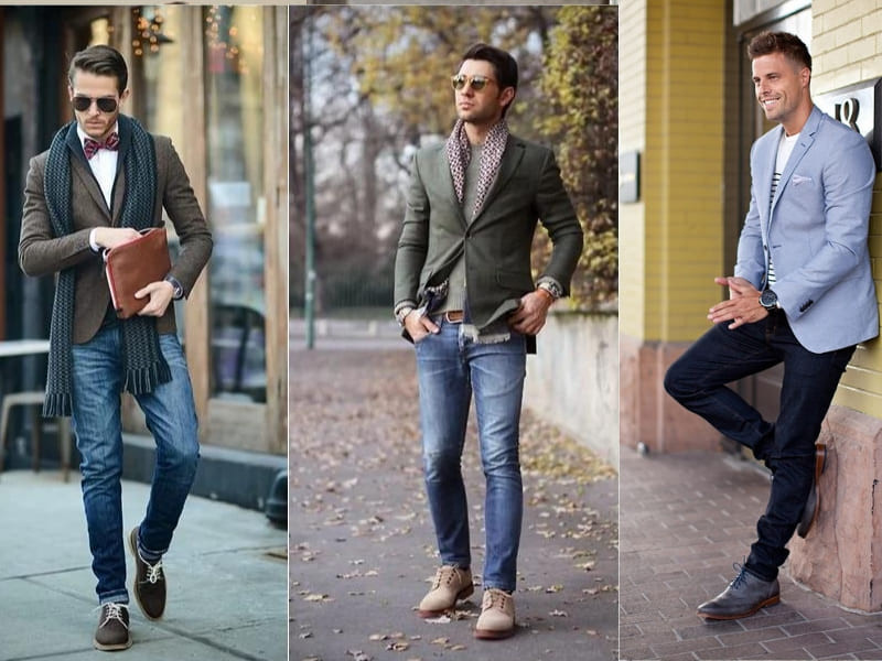 Hình ảnh minh họa một chàng trai phối quần jean slim-fit với một đôi sneaker cổ thấp màu trắng.