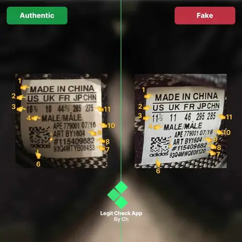 Phần size tag của Yeezy Boost 350 V2 “Oreo” Phần size tag của Yeezy Boost 350 V2 “Oreo”