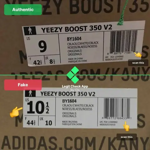 Phần box và mã vạch của Yeezy Boost 350 V2 “Oreo”