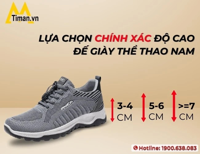 Lựa chọn độ cao đế giày thể thao nam phù hợp