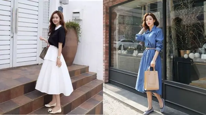 2đầm Xòe Kết Hợp Giày Búp Bê 2đầm Xòe Kết Hợp Giày Búp Bê