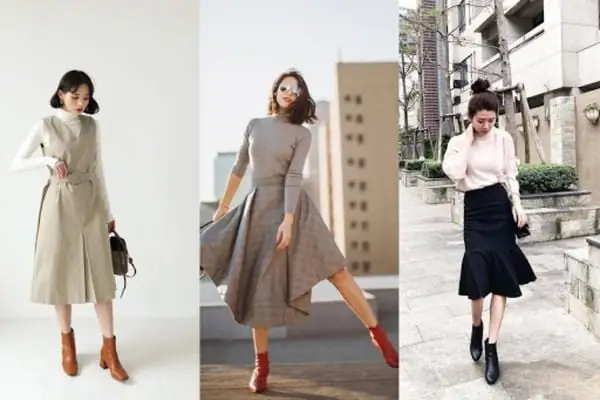 Giày Boots Kết Hợp Với Váy Xòe Giày Boots Kết Hợp Với Váy Xòe