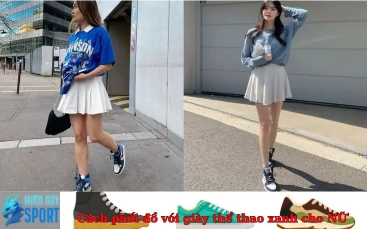 Cách Phối Đồ Với Giày Thể Thao Xanh Cho Nữ Giới Siêu Xinh