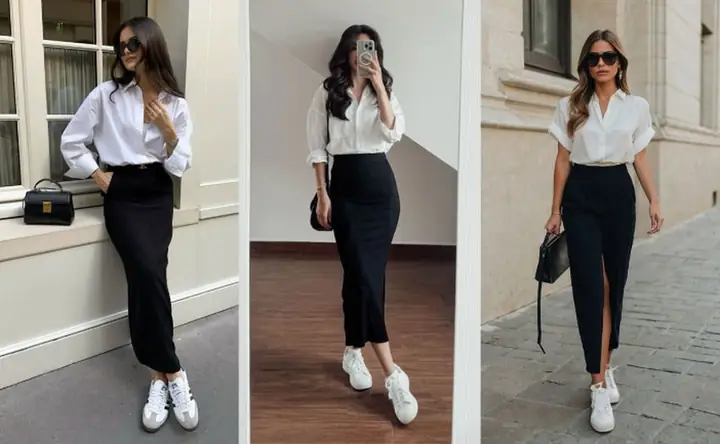 1. Váy bút chì + Áo sơ mi/Blazer 1. Váy bút chì + Áo sơ mi/Blazer