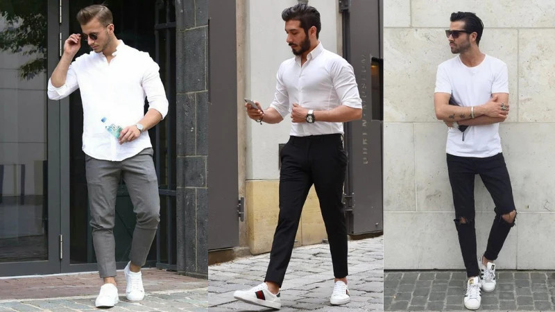 Phối đồ thời trang nam với giày sneaker cơ bản