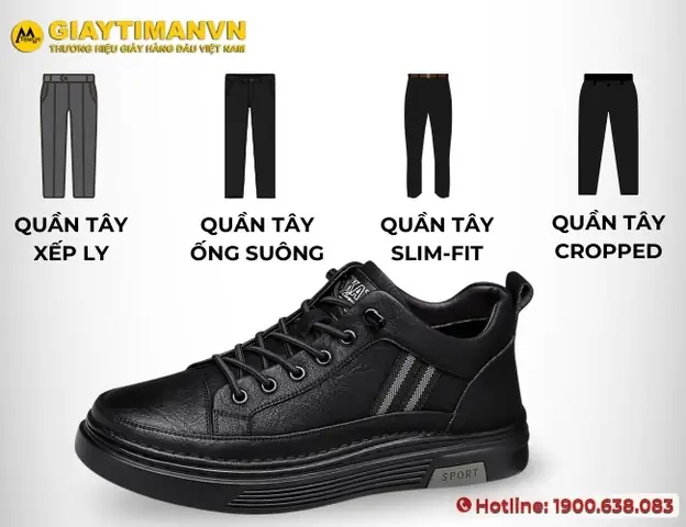 Hướng Dẫn Phối Giày Thể Thao Với Quần Tây Đen Thanh Lịch