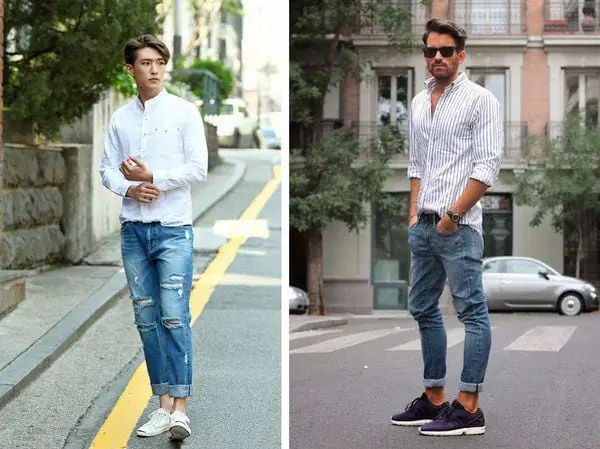 Quần jean xanh mix giày sneaker Quần jean xanh mix giày sneaker
