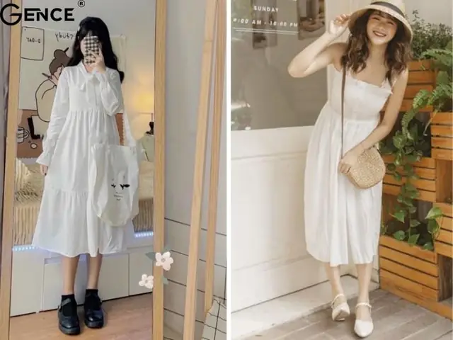 Phối Giày Búp Bê Với Đầm Trắng Nhẹ Nhàng