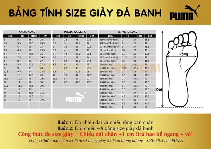 Hướng dẫn chọn size giày đá banh chính hãng Hướng dẫn chọn size giày đá banh chính hãng