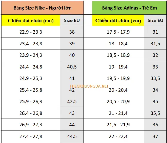 Lựa Chọn Size Giày Đá Bóng Phù Hợp