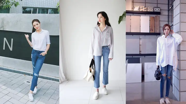 Giày Thể Thao, Quần Jeans Skinny Và Sơ Mi Giày Thể Thao, Quần Jeans Skinny Và Sơ Mi