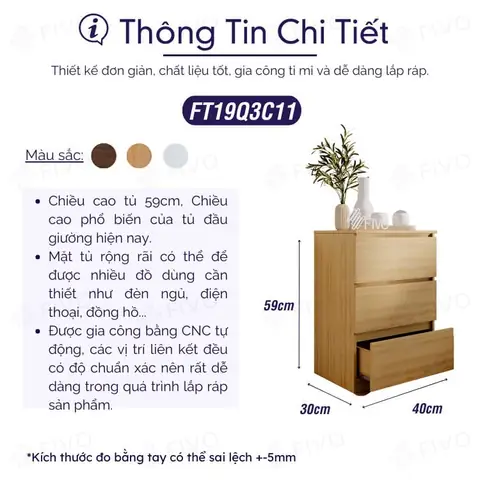 Mô tả sản phẩm tủ đầu giường mini FT19: Mô tả sản phẩm tủ đầu giường mini FT19: