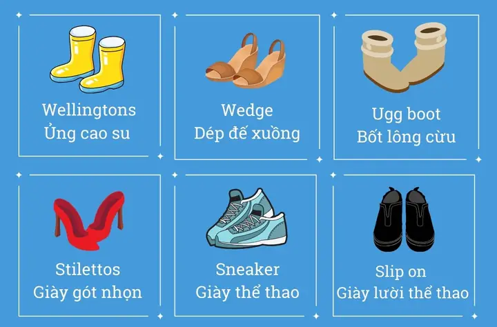 Từ vựng tiếng Anh chủ đề giày, dép